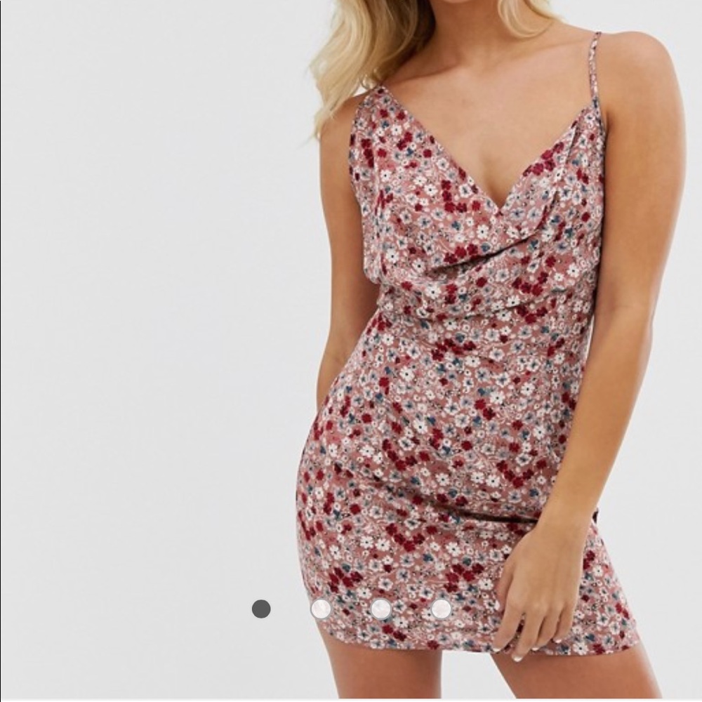 ASOS cowl neck mini dress in blush